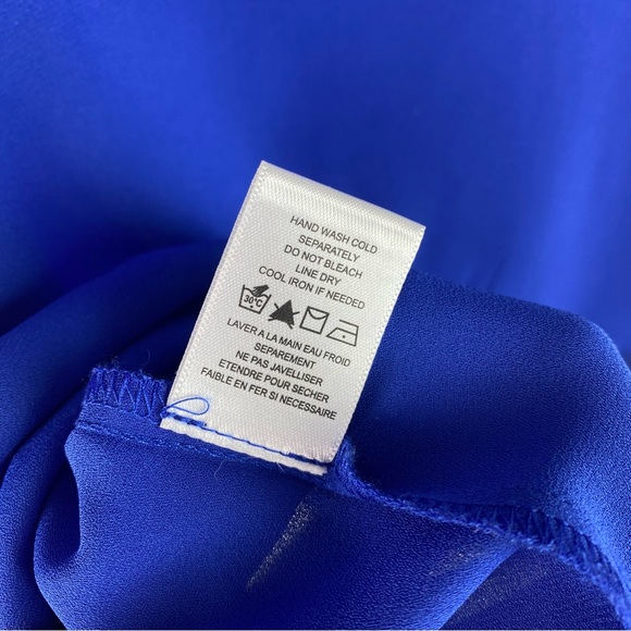 Pleione Flutter Sleeve Bow Tie Front Blouse Size XL Cobalt Blue - Picture 9 of 13